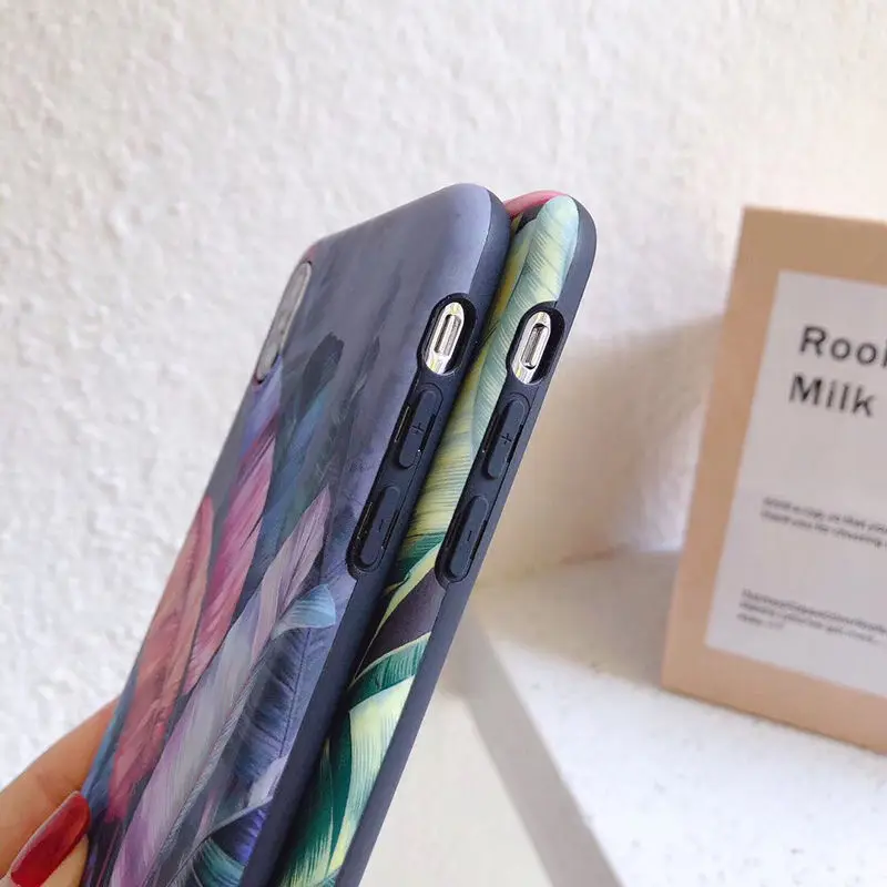 Винтажный чехол для телефона с банановыми листьями для iPhone 11 XR XS X XS Max 7 8 6 6S Plus, цветной Мягкий защитный чехол с IMD