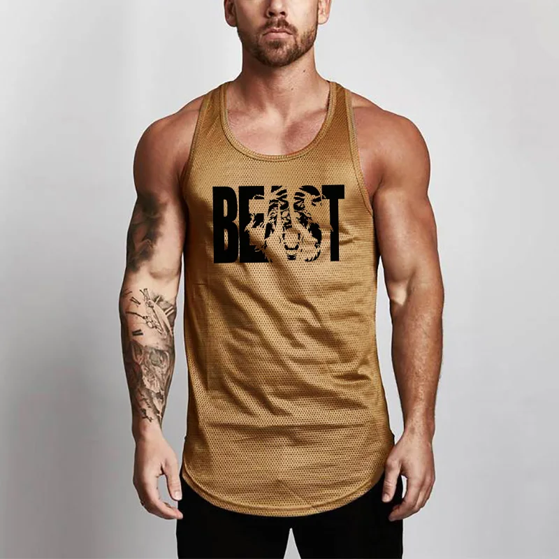 

Brand Mesh Mens Tank Top Fitness Workout Fashion Casual Singlets Sleeveless Stringer Undershirt Gym Clothing Bodybuilding Vest
