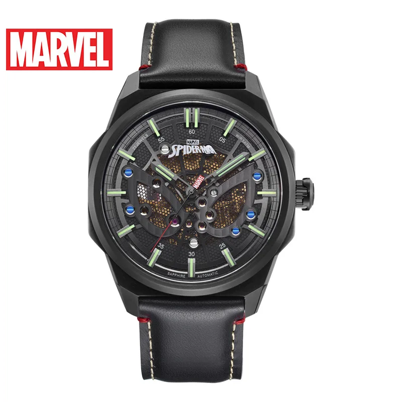 

Marvel Fully Automatic Mechanical Wrist Watch New Style Spider-Man Hollow out Rubber Trend Men Watch 2388