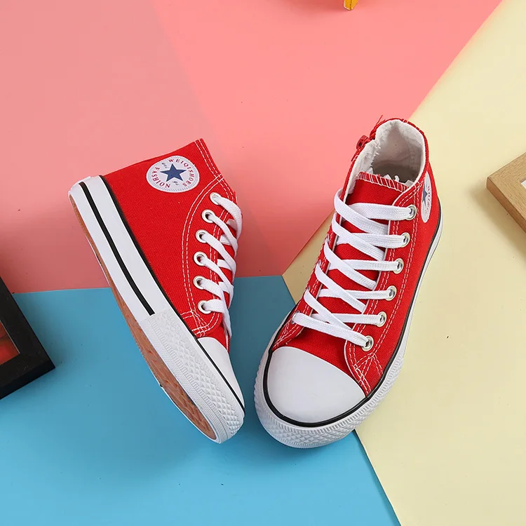 Children Casual Shoes Unisex Classic High Top Girls Canvas Shoes Student Lace Up Sneakers for Boys New Toddler Shoes