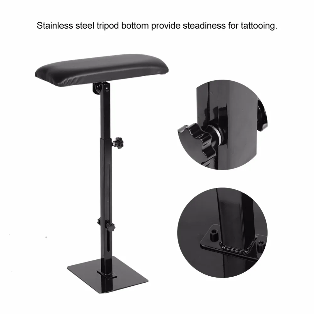 Height Adjustable Tattoo Armrest Stable Stand with PU Leather Pad Tattoo Arm Rest Bracket Hand Holder