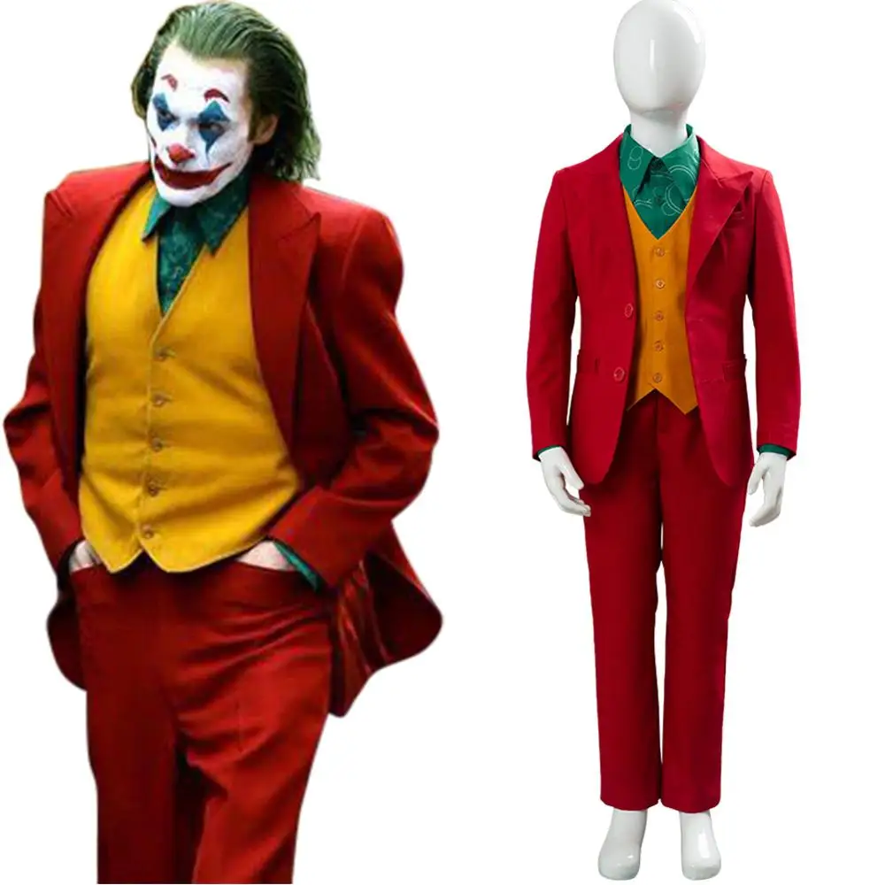 Joker Arthur Fleck Joaquin Phoenix Cosplay Costume Red Suit Halloween Outfit 