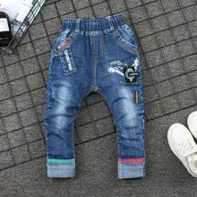 Дизайн в Корейском стиле Для мужчин для маленькой девочки детские ковбойские штаны Весна Орел с вышивкой детские ковбойские штаны на гусеничном ходу