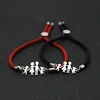 Cute Bear New Simple Adjustable Lucky Red Rope Bracelets For Family Dad Mom Daughter Son Stainless Steel Charm Bracelet Jewelry ► Photo 3/6