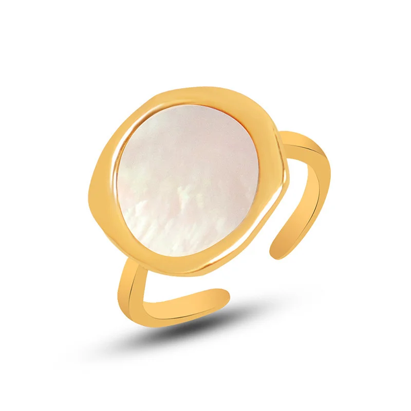 Stainless Steel Bohemia White Seashell Opening Ring For Women Index Finger Gold Valentine's Day Gift Accessories Fine Jewelry |