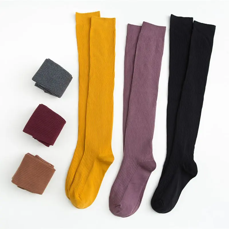

New Style Long Tube Socks Breathable Sweat Absorption Deodorant and Anti Friction Women's Knee High Solid Color Long Tube Socks