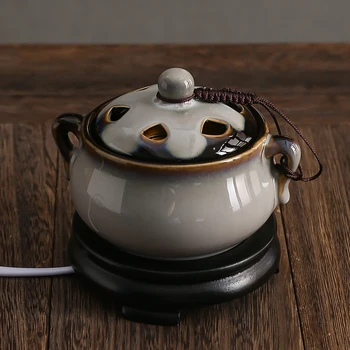 

Ceramics Sandalwood Incense Burner Smoke Diffuser Electrical Essential Oil Incense Burner Room Porta Incenso Home Decor EB50XX
