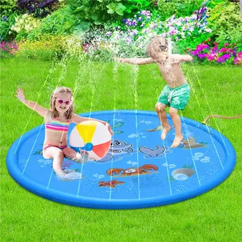 

100cm/170cm Inflatable Cushion Pool Kids Play Water Spray Water Mat Lawn Games Pad Sprinkler Play Toys Outdoor Tub Swiming Pool