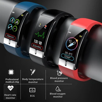 

E66 Smart Bracelet Body Temperature PPG/ECG Heart Rate Monitor Music Control Sports Band SmartWatch Fitness Tracker