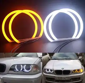 free shipping 131mm x4 Cotton Light White Amber Angel Eye Halo Ring DRL for BMW E36 E38 E39 e46 Car Lights