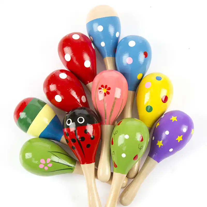 wooden baby maracas rattle