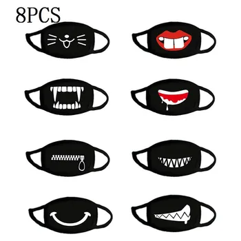 

8PCS For Mouth Mask Unisex Cotton Face Mask Anime Mask For Cycling Camp Cosplay costume Accessories Washable Dropshipping