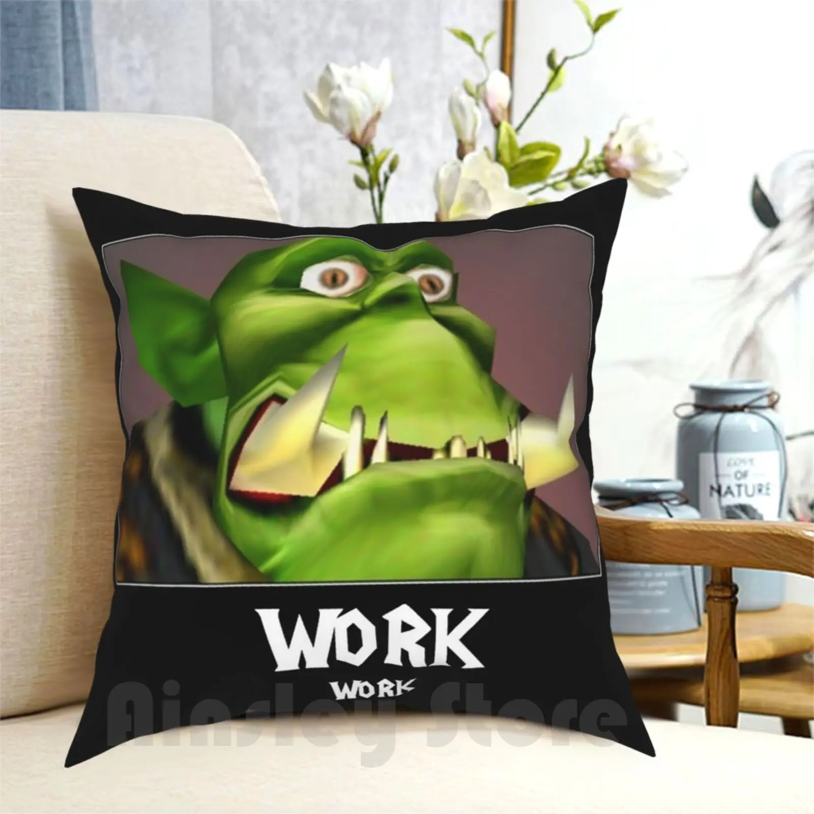 Work Work-Wc3 Federa Stampata Cuscino Da Tiro Morbido Per La Casa Wc3 Wow World Of Work Work Work Azeroth Thrall Kalimdor