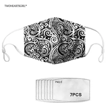 

Twoheartsgirl Washable Polynesian Style Women Men Face Mask Reusable Kids Mouth Mask Anti-dust Mask with Activated Carbon Filter
