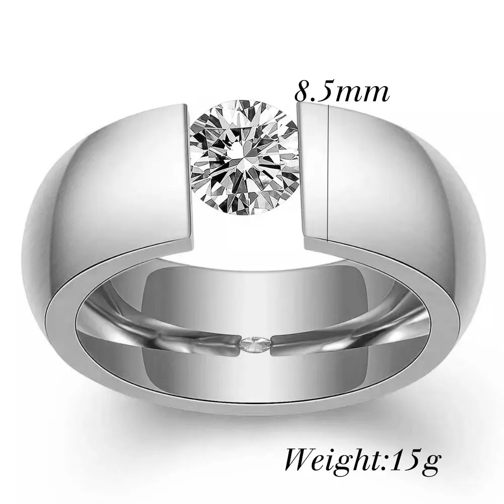 316L Stainless steel Wedding Rings for Women Men Fashion Diamond Studded 8.5mm Gold-Color Wedding Party Gifts fashion rings gold rings wedding rings couple rings fashion ring stainless steel rings finger rings metal rings