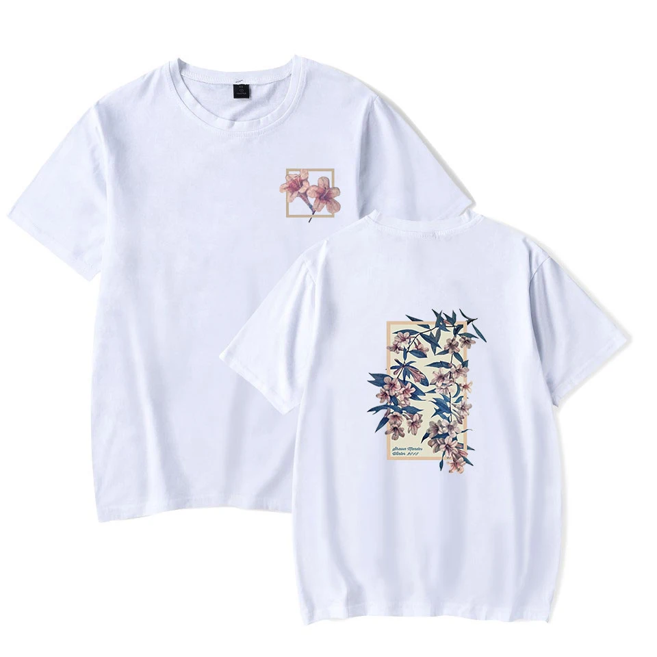 SHAWN men DES Flower Raglan Harajuku футболка женские и мужские топы с коротким рукавом Футболка Повседневная K-pop размера плюс футболка Прямая поставка