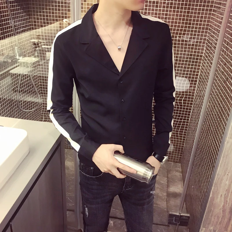 Camisa hombre, Осень-зима, новинка, уличная одежда, мужские рубашки, мода, пэчворк, цвет, длинный рукав, светская рубашка для мужчин, блузка для мужчин