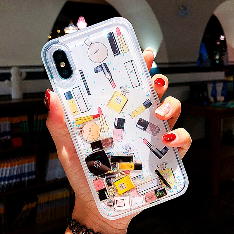 Косметический чехол с зыбучим песком для iPhone 11, 6 S, 7, 8 Plus, жесткий динамический флакон для духов для iPhone 11, XS, Max, XR, X, чехол для телефона