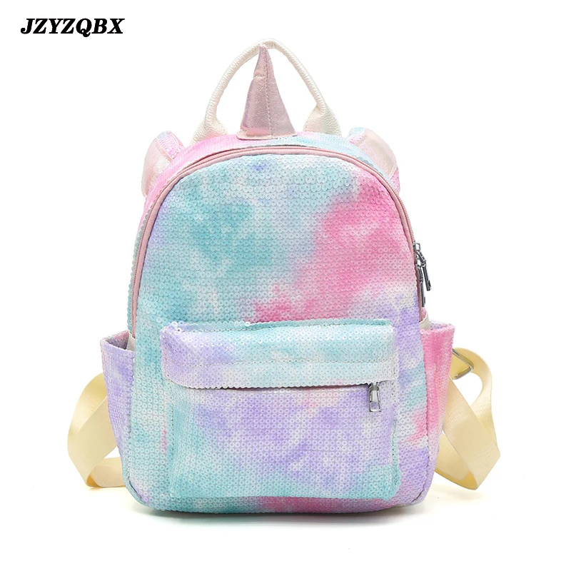 

JZYZQBX Unicorn School Bag Candy Color Sequins Backpack Multi Pockets Children's Plecak School Backpack For Girls