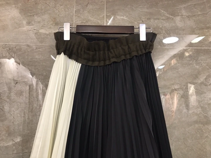 Autumn Early New Girl Drawstring, Belt Receiving, Colour Matching, Medium-length Half-length Skirt 906