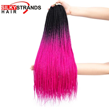 

19 Color Ombre Box Braids Crochet Hair 24 Inch Braiding Hair Pre Stretched High Temperature Synthetic Hair Extension For Women