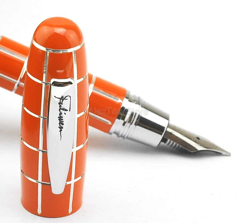 Fuliwen 2062 Wholesale Resin Fountain Pen, Popular Travel Short Pen , Fine Nib 0.5mm Square Lattice Pattern Writing Pens