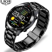 LIGE-reloj inteligente para hombre, dispositivo resistente al agua IP68, con control del ritmo cardíaco y de la presión sanguínea, completamente táctil, para Android IOS