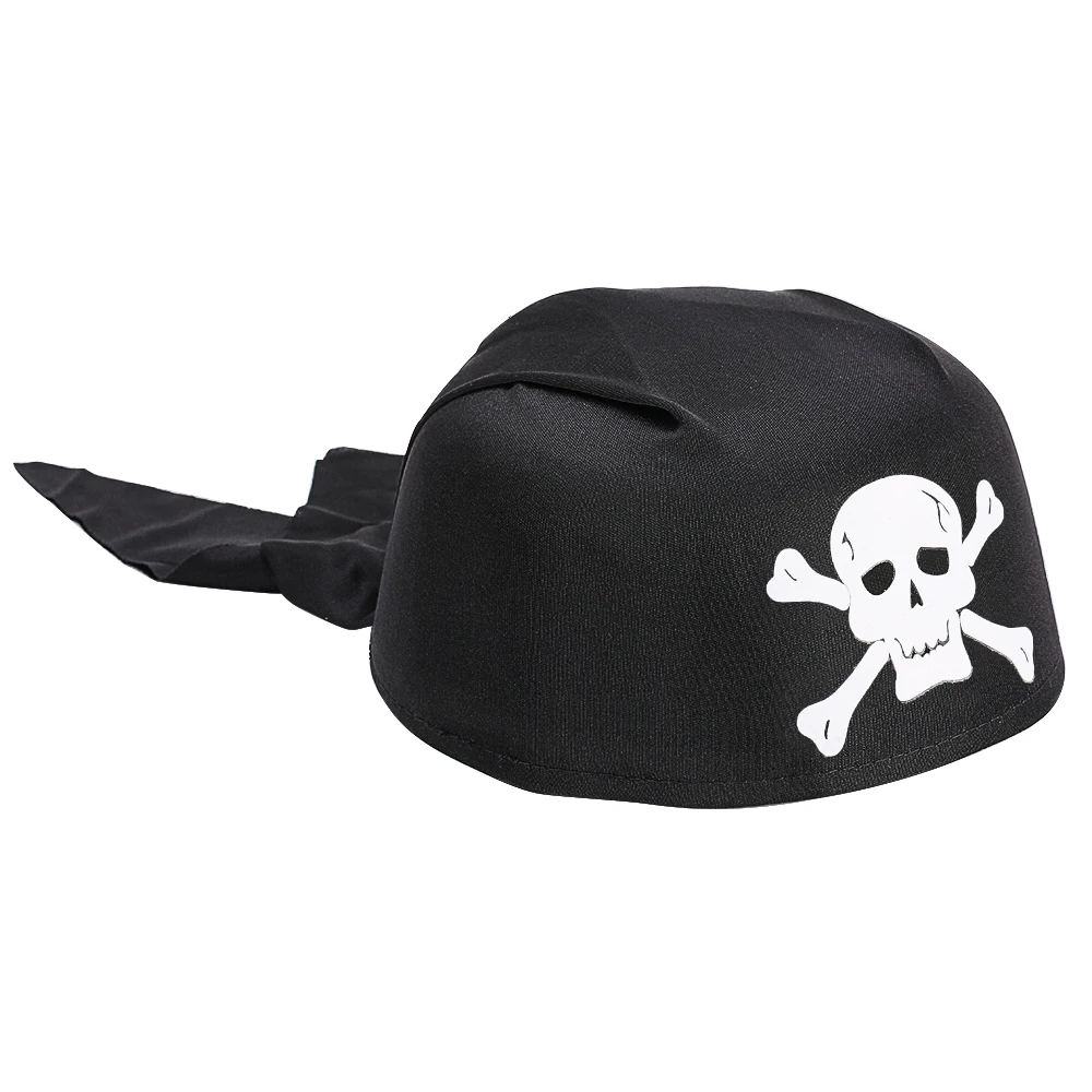 Черная пиратская шляпа с белым черепом для Хэллоуина, аксессуары для костюмированной вечеринки, шапки унисекс для взрослых