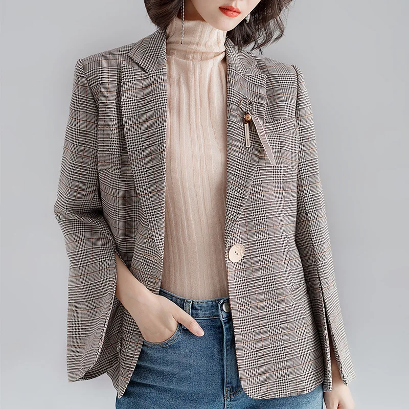 

2019 Autumn New Style Long Sleeve Pattern Suit Autumn Clothing Coat Women's