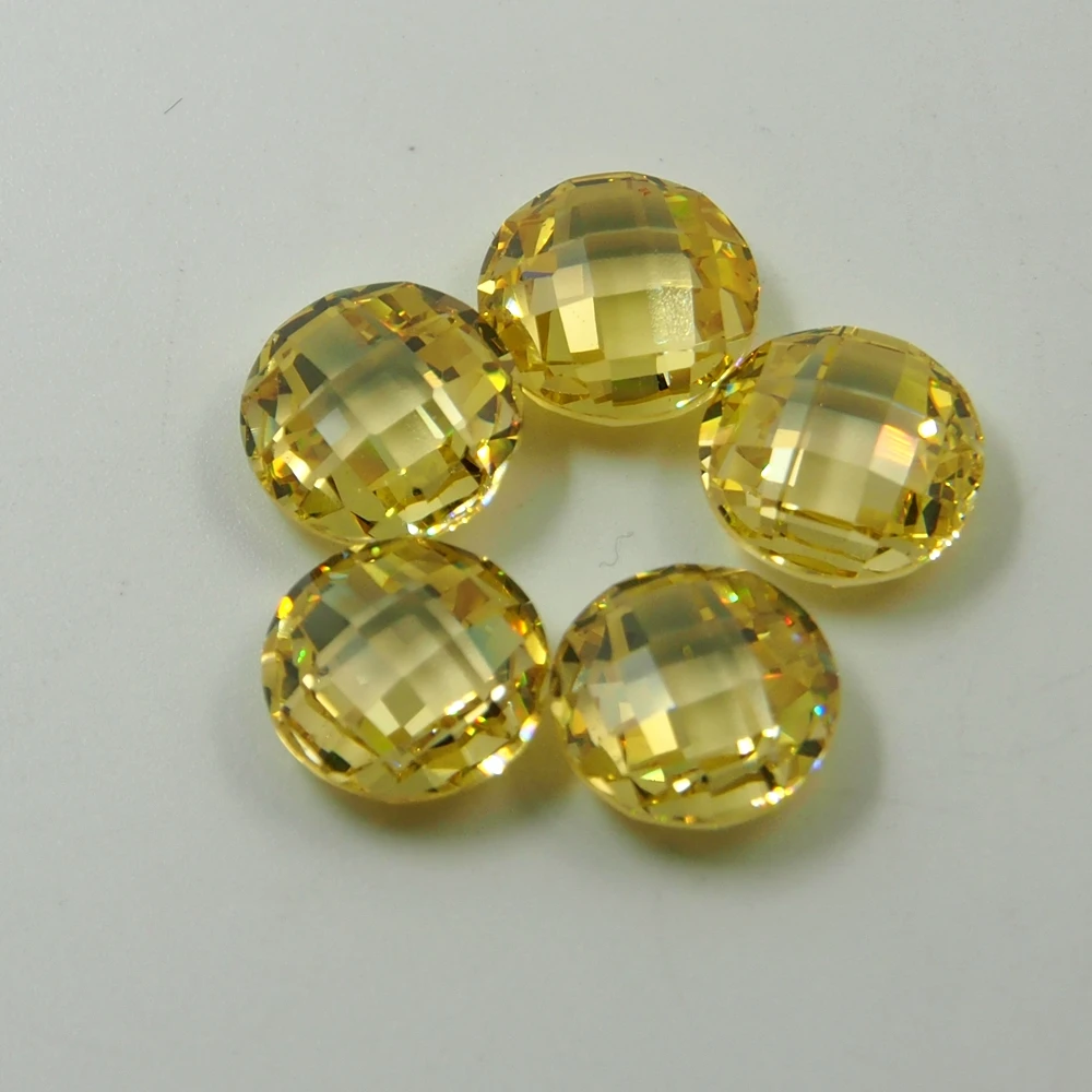 5mm Round Checker Cut Champagne Diamond Drilled Loose Beads for Making Jewelry 3.30 Cts Sale 3 pc