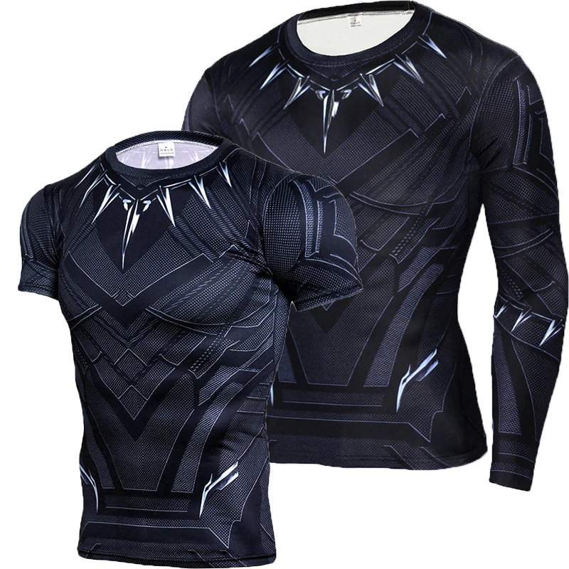 Black Panther Shirt Mannen Compressie Shirts Lange Mouw Sportscholen Fitness Top Workout Kleding Black T - AliExpress