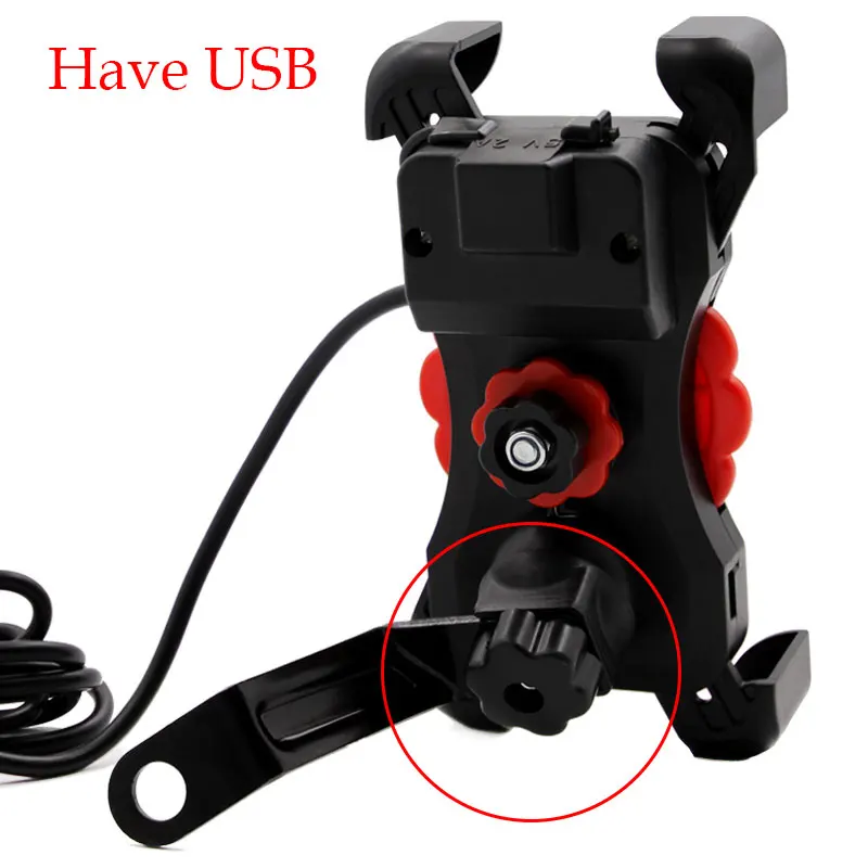 Phone Holder for iPhone Samsung Motorcycle Mobile Cellphone Holder Bike Handlebar Clip Stand GPS Mount Bracket 12V Double USB