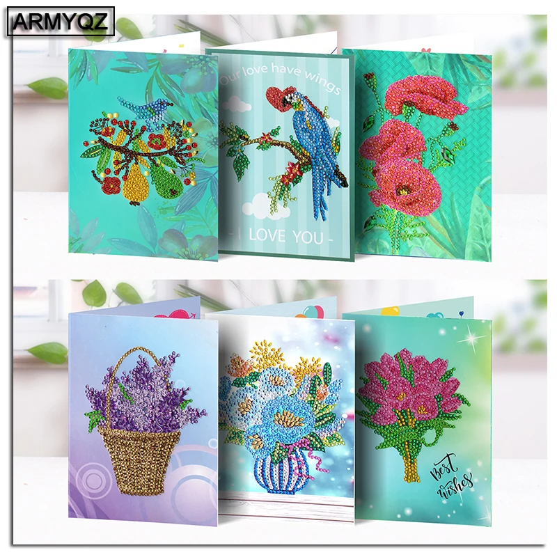 6 шт. 5D DIY бриллиант картина мультфильм бумага поздравительные открытки ремесло