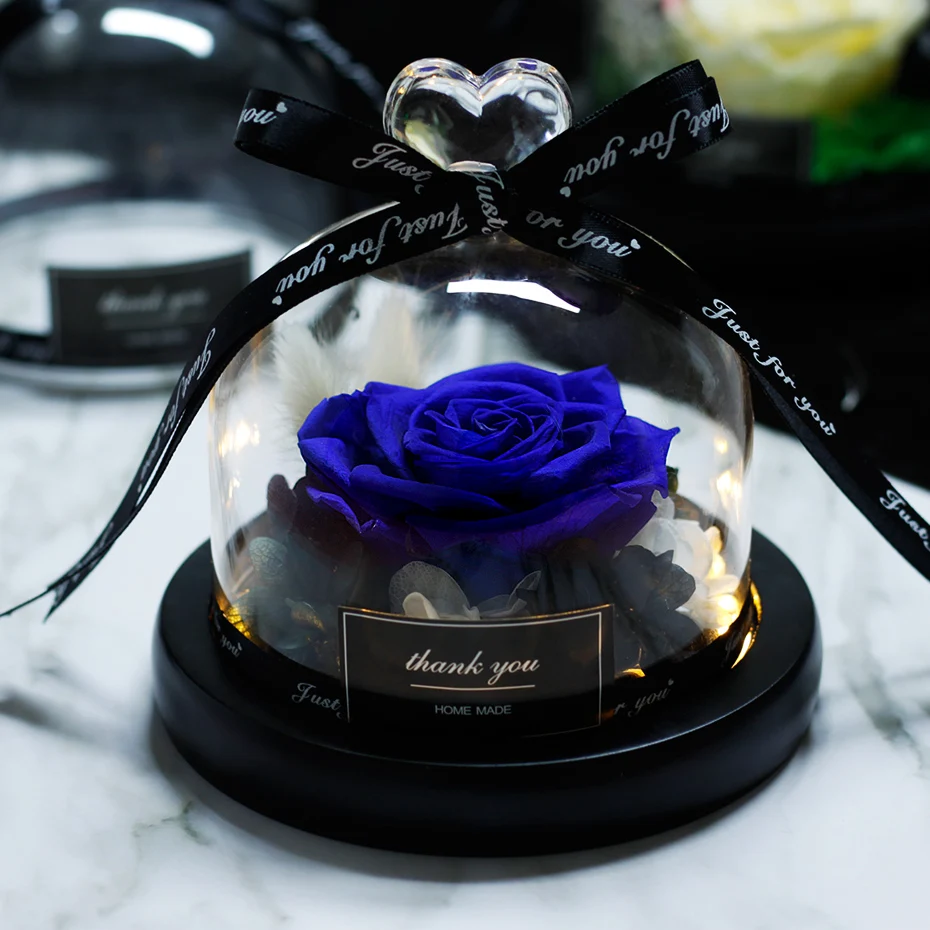 Сушеный цветок розы в фляге Красавица и Чудовище светодиодный светильник в стеклянном куполе на День Матери День святого Валентина подарки Свадебная вечеринка - Цвет: 06