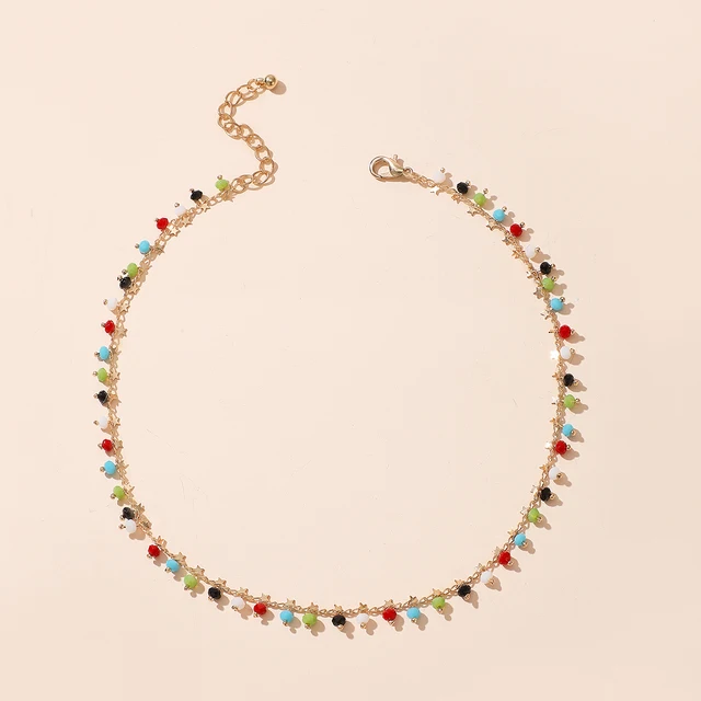 Tocona Bohemian Colorful Beaded Necklace for Women Charms Tassel Clavicle Chain Chockers Handmade Party Jewelry collares B31203 15667