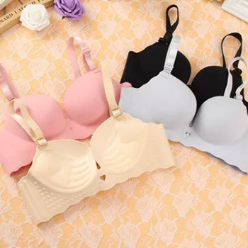 

Sexy Women Bra Set Wire Free Slim Wave Side 3/4 Cup Bra Ladies Adjustment Simple Solid Color Bra Mid-waist Girl Panties Lingerie