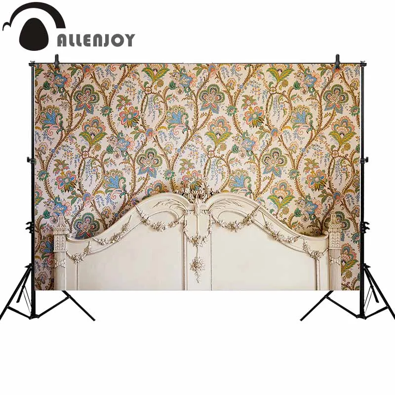 

Allenjoy background for photo studio wood bedboard classic pattern vintage backdrop photobooth photocall prop printed