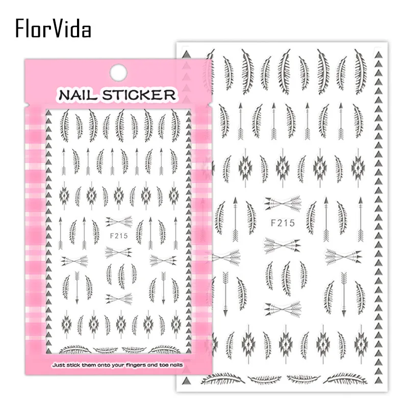 FlorVida F214-220 3D слайдер для ногтей золотые черные наклейки Переводные картинки с бабочками клейкий дизайн для маникюра Советы украшения для ногтей