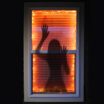 

2Pc Halloween Stickers Horror Blood Handprint Door Sticker Toilet Black Shadow Glass Sticker Wall Sticker