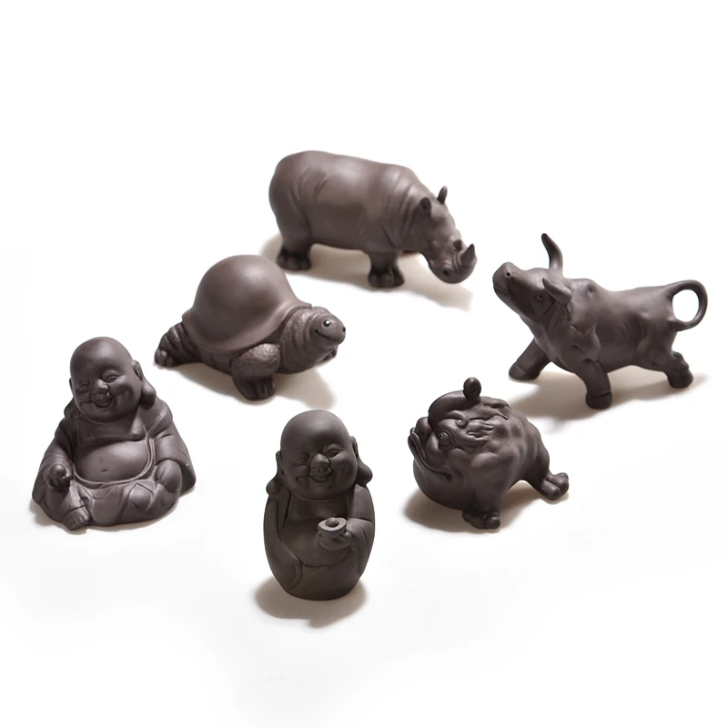 Tea Pet Ornaments Creative Zisha Tea Golden Toad Tea Set Accessories Small Monk Figure