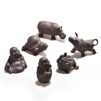 

Ceramic Buddha Statues Small Monk Ornaments Purple Sand Tea Pet Golden Toad Tea Set Accessories Small Monk Figure Decorations