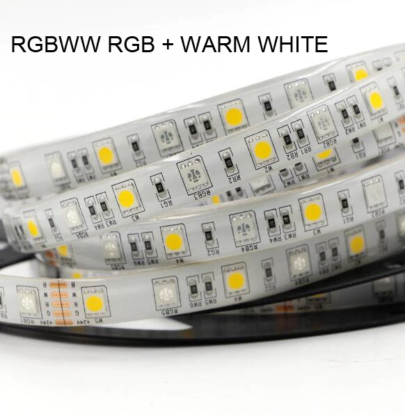 RGBWW 12 мм PCB 5 м 4в1 5в1 RGB+ CCT Светодиодная лента 5050 60 Светодиодный s/M 5 цветов в 1 чип CW+ RGB+ WW RGBW RGBWW гибкий светодиодный светильник 12 В 24 В - Испускаемый цвет: RGBWW
