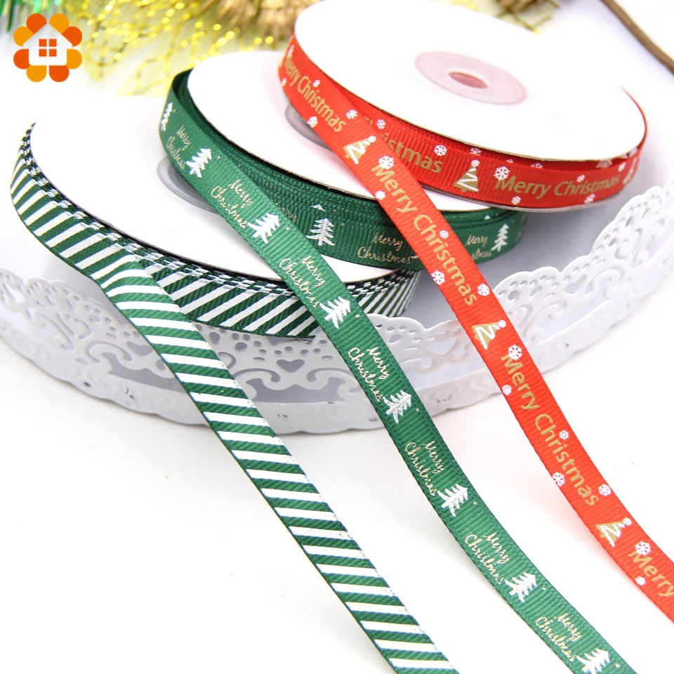 

25Yards/Lot Single Printed Ribbon Christmas Ribbon Satin Ribbon DIY Craft Gifts Christmas Party Decorations Ribbons For Crafts