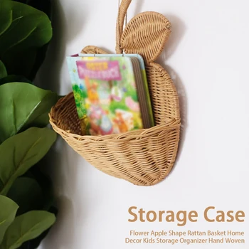 

Eco-friendly Hanging Clothing Hand Woven Home Decor Flower Picnic Wicker Apple Shape Cute Storage Organizer Rattan Basket