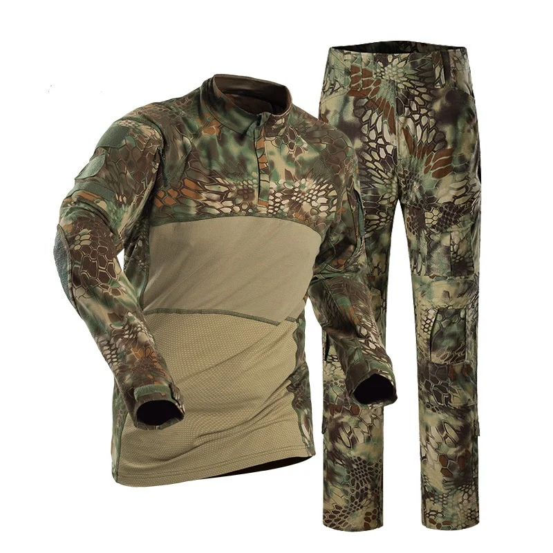 Камуфляжная одежда для охоты, тактическая Боевая армейская униформа, рубашка BDU, брюки, костюм для мужчин, Мультикам, черная страйкбольная снайперская военная одежда