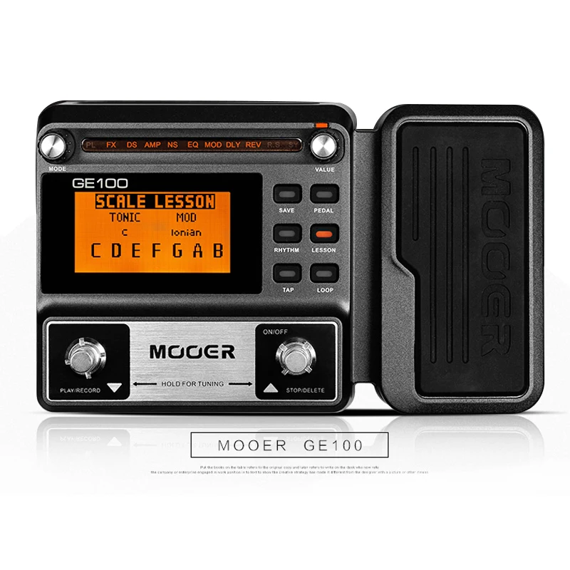 MOOER GE100 Guitar Pedal Multi-effects Processor Effect with Loop Recording Max Time 180s 8 effect modules 40 Drum rhythms |