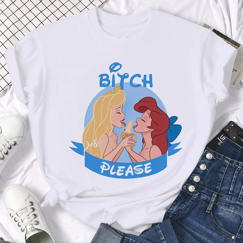 Kawaii Disney Принцесса смешная мультяшная футболка для женщин Harajuku Милая аниме
