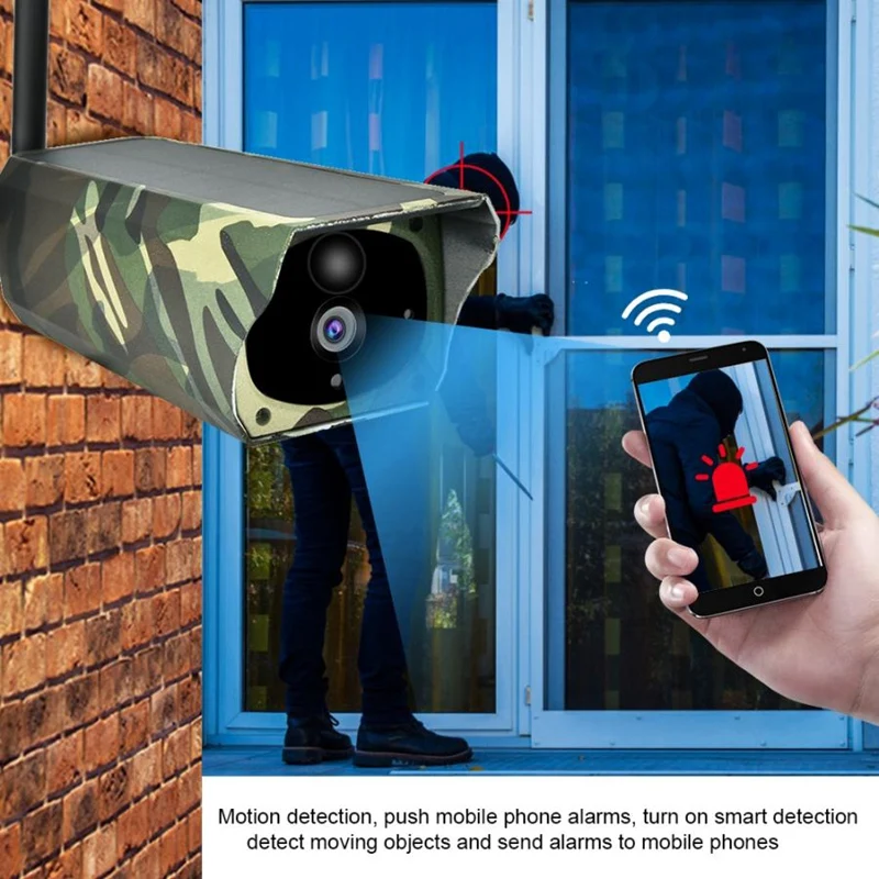 Интеллигентая(ый) Камеры Скрытого видеонаблюдения солнечной Мощность Wi-Fi IP Камера Беспроводной Крытый Водонепроницаемый HD 1080P Ночное видение приложение пульт дистанционного управления м