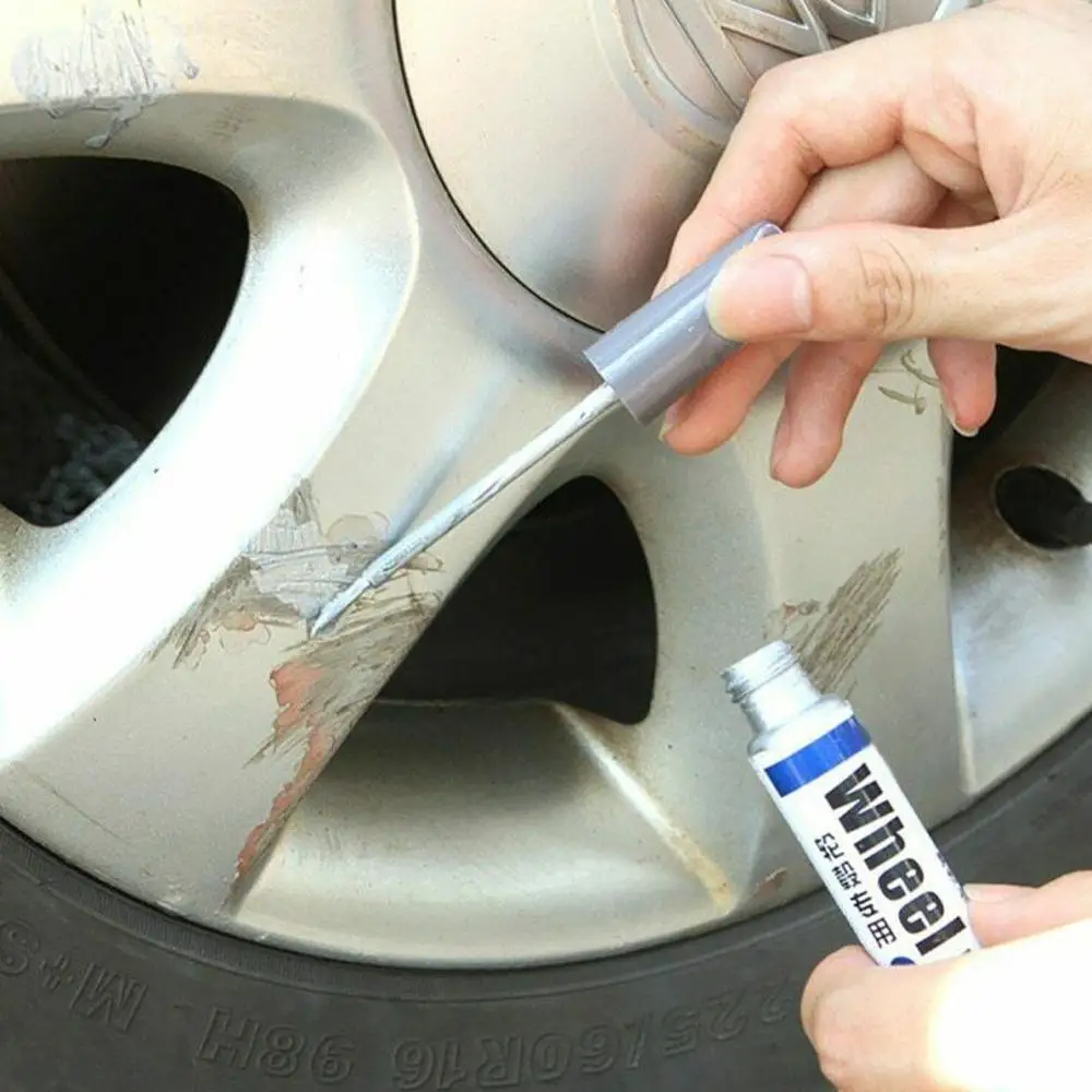 Wheel scratch repair kit Aluminum Alloy Wheel Hub Renovation Paint Brush Wheel Hub Spray Paint Silver Automobile Scratch Repair Pen