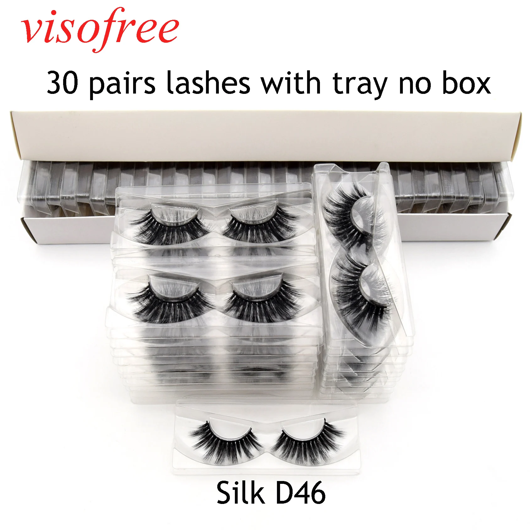 Visofree 30 пар/лот натуральные накладные Искусственные ресницы для длинного макияжа 3D норковые ресницы для наращивания ресниц Silk-D26 - Цвет: Silk-D46